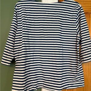 Vintage L.L. Bean Striped Navy and White Boatneck Top